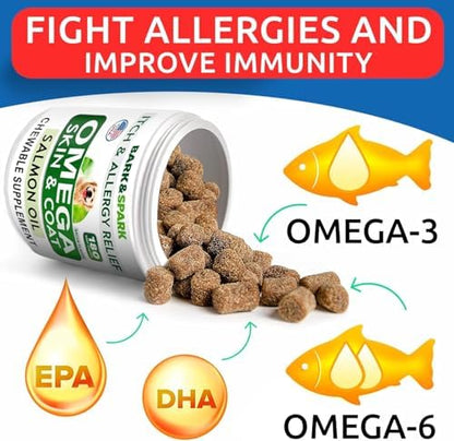 Omega 3 for Dogs - Fish Oil for Skin & Coat Health, Itch & Allergy Support