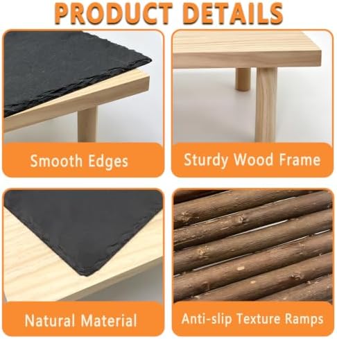 Bearded Dragon Basking Platform with Climbing Ramp,Reptile Basking Rock,XL