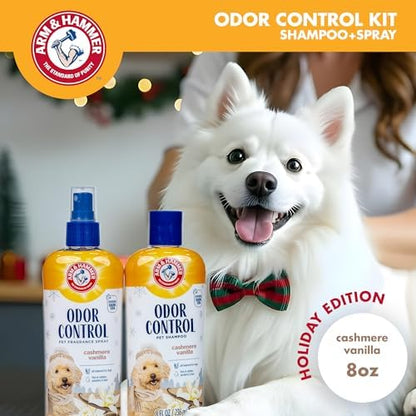 Arm & Hammer Odor Control Pet Grooming Gift Set, Cashmere Vanilla, 8 Fl Oz