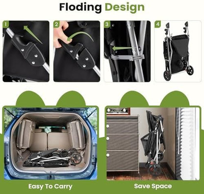 3 Wheel Dogs Stroller for Small to Medium Pets, Foldable Design