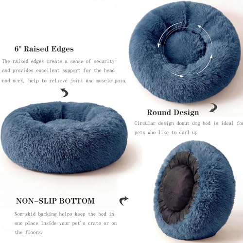 nononfish Plush Dog Bed for Small Dogs,Soft Calming Donut Bed