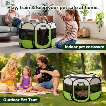Dog Cat Small Animal Puppy Playpen Crate, Small, Green