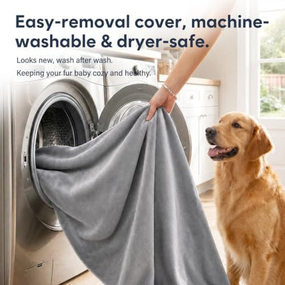 Magic Dog Super Soft Medium Dog Bed, 32 Inches Orthopedic Foam Pet Beds with Anti Slip Bottom, Dog Sleeping Mattress with Removable and Washable Cover, Grey M,32'' X 24'' X 3''