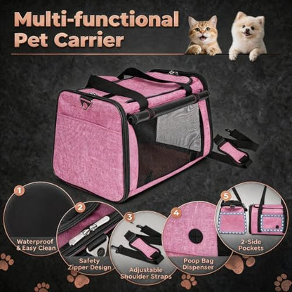YUDODO 25lbs Cat Carrier Lightproof Soft Sided Pet Carrier for Large Cat
