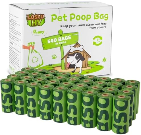 Dog Poop Bags Rolls, 540 Count Extra Thick Tear Resistant Poop Bags for Dogs, Leak Proof Pet Waste Bag for Outdoor Doggie Walking and Cat Litters Cleaning