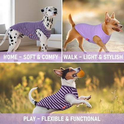 KYEESE 2Pack Cotton Dog Shirt for Medium Large Dogs Soft Striped Tank Top