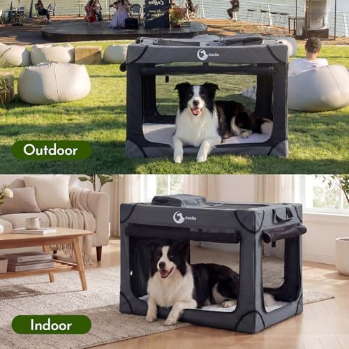 Portable Collapsible Soft Dog Crate for Extra Large Dogs, 42in Black