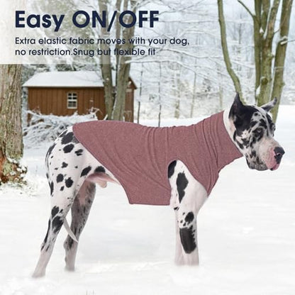 IECOii XL Dog Sweater - Stretch Fleece Vest with Turtleneck - DarkRed,XL