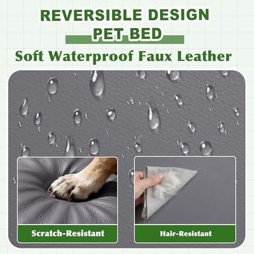 XXL Dog Bed Waterproof Wipeable, Extra Large Crate Pad 48" Washable Leather