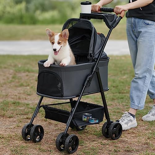 Zoosky 3 in 1 Dog Stroller, Folding Pet Stroller w/Removable Carrier