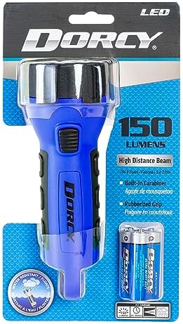 Dorcy 150 Lumen Floating Water Resistant LED Flashlight with Carabineer Clip, Blue (41-2514)
