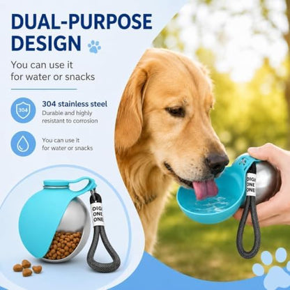 Portable Dog Water Bottle Pet Travel Water Bowl Dog Water Bottle (Blue, 02)