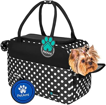 PetAmi Small Dog Purse Carrier with Pockets, Airline Approved, Polka Dot