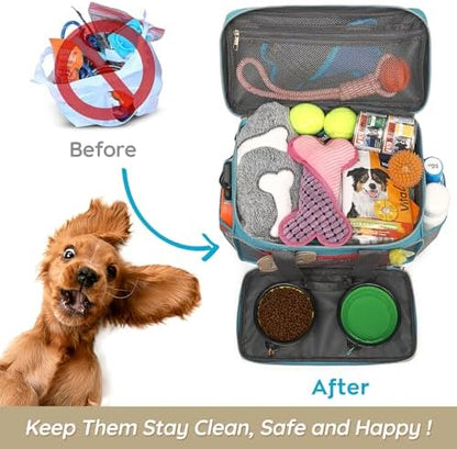 Dog Travel Bag for Traveling| Week Away/Overnight Travel Accessories with Multi-Function Pockets|Pet Travel Set for Dog and Cat|Ultimate Gift for Dog Moms &Dads, Doggy Lovers &Pet Owners
