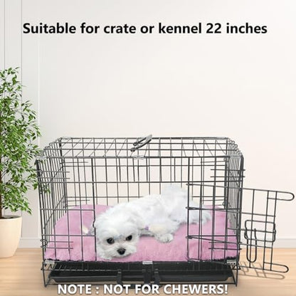 Pink Dog Bed for Crate or Cage 22 Inch for Extra Small Dogs,Soft Fluffy Comfy Cute Crate Beds Washable & Anti-Slip Pet Kennel Pad for Puppy and Cats Cozy Sleeping Mat, (22" x 13", XS-Baby)