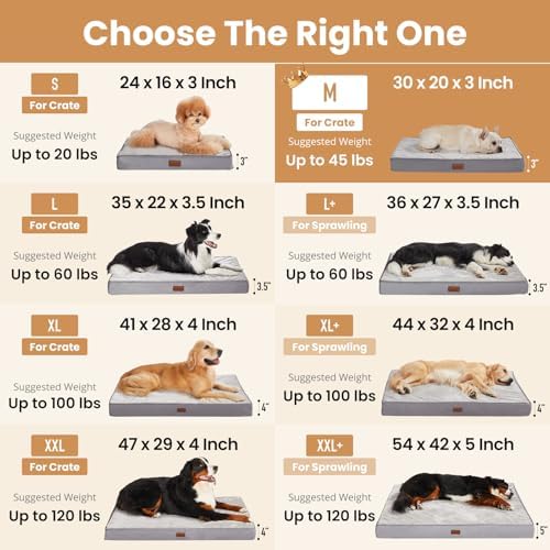 OhGeni Orthopedic Waterproof Medium Dog Bed, Memory Foam, 30 inch(Gray)