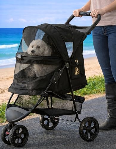 Pet Gear No-Zip Special Edition 3 Wheel Pet Stroller, Charcoal Black