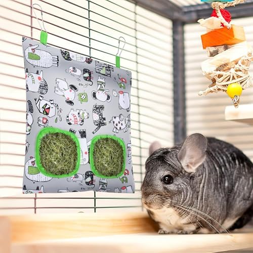 UPINS 3Pack Guinea Pig Hay Feeder Bag,Bunny Rabbit Cage Bag Hanging Holder