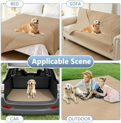 hyha Waterproof Reversible Dog Blanket, Pet Blanket for Sofa Couch