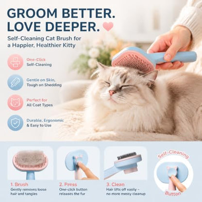 Cat Brushes for Indoor Cats, Cat Deshedding Tool for Long Hair Cats, Green