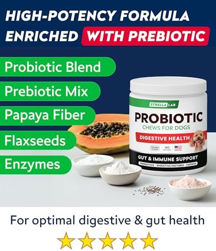 STRELLALAB Dog Probiotics Chews + Enzymes Gut Health Support