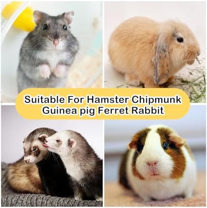 4 PCS Bunny Chew Toys for Grinding Teeth, Hanging Rabbit Snack Toy Natural Guinea Pig Sweet Bamboo Sticks Carrot Cake Small Animal Treats String for Chinchilla, Guinea Pigs, Squirrel, Gerbil