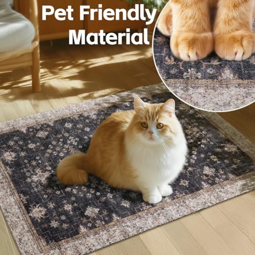 Cat Litter Mat Litter Trapping Mat, 40"x30" Waterproof Urine Proof Litter Box Mat Catcher Mat Non-Slip Washable for Kitty Kitten, Black