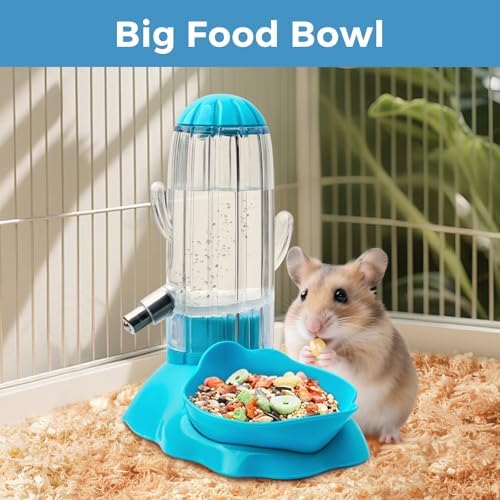 Vannon 2-in-1 Hamster Water Bottle & Food Feeder, 4.6oz/130ml Top-Fill Small Animal Cage Water Dispenser & Food Dish, BPA-Free, Anti-Leak for Hamster, Gerbil, Mouse