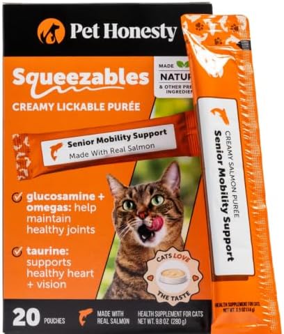 Pet Honesty Vet Backed Cat Joint Supplement Lickable Puree, Salmon, 20 Ct