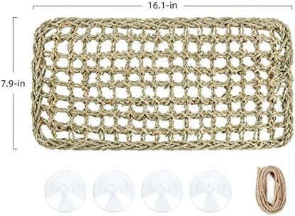 Niteangel Bearded Dragon Seagrass Hammock: Rectangle 16"x 8" & Suction Cups
