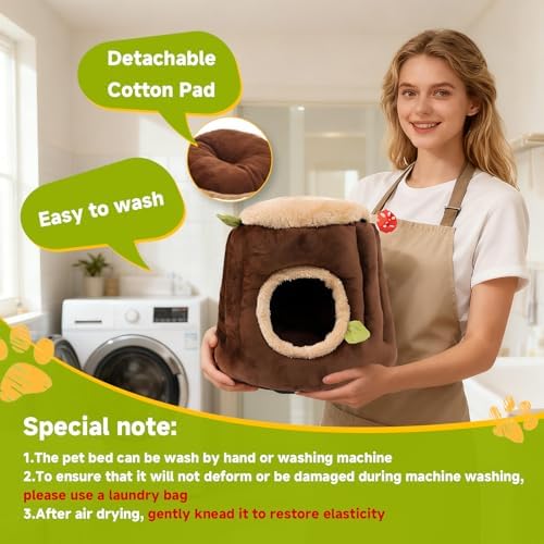LYART Guinea Pig Hamster Bedding or Hideout for Mouse Mice Rat Ferret Bunny Fluff Bedding Bed House Cage Accessories, Dwarf Rabbits Hedgehog Bearded Dragon Warm Bedding Winter Nest Cave, Washable(1.S)