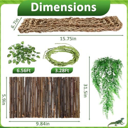 Foilswirl 18 Pcs Bearded Dragon Tank Accessories Reptile Bridge Hammock
