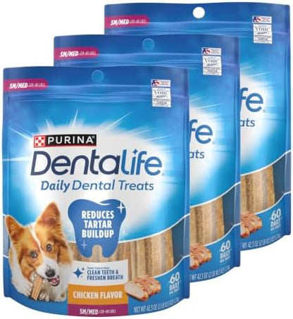 Dentalife Purina Daily Oral Care Dental Dog Treats, Small/Medium, 60 ct