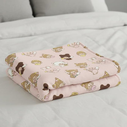 Monchhichi Kawaii Bedding Throw – Soft Plush Cozy Nostalgic Character Blanket with Bunny & Bear Design, 50 in x 70 in, (Officially Licensed Product) by Franco Collectibles