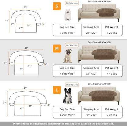 Calming Dog Bed Fluffy Plush Dog Mat for Furniture Protector with Removable Washable Cover for Large Medium Small Dogs and Cats (Medium(41x37x6), Camel)