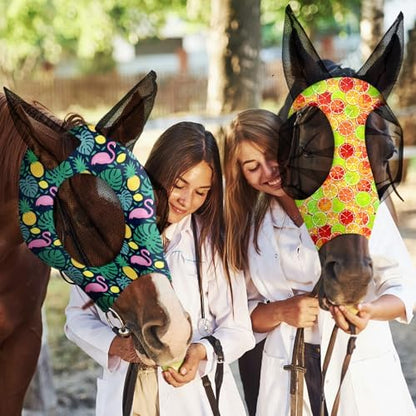 Frienda 4 Pcs Horse Fly Mask with Ears Mesh Comfort, Fruit, Large