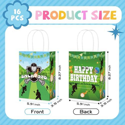 Greencian 16Pcs Lacrosse Birthday Party Favor Bags Lacrosse Goodie Bags