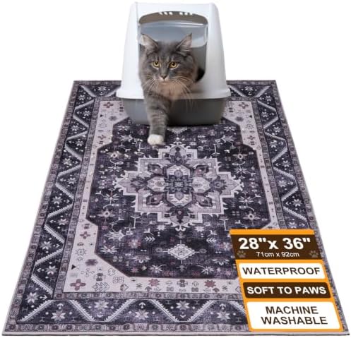 BEAUTYZOO Cat Litter Mat, 28" x 36" Large Litter Trapping Mat, Waterproof