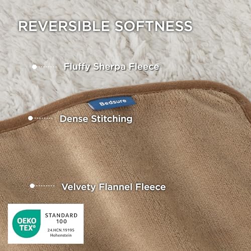 Bedsure Waterproof Blanket for Bed Soft Sherpa Fleece Throw,King 108"x86"