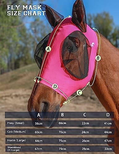 Horse Fly Mask with Ears, Fly Mask for Horses, Breathable Mesh