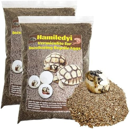 Hamiledyi Vermiculite for Incubating Reptile Eggs Terrarium Bedding Snake Habitat Substrate Reptile Bedding for Tortoise, Gecko, Ball Python, Salamander, Snake, Horned Frog(2Pack,0.87gal)