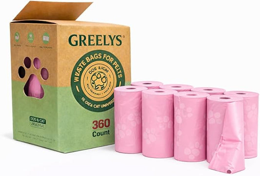 Dog Poop Bags 360 Count – Strong Leak-Proof, Easy Tear, Eco Friendly Biodegradable Waste Bags for Dogs & Cats - Baby Powder