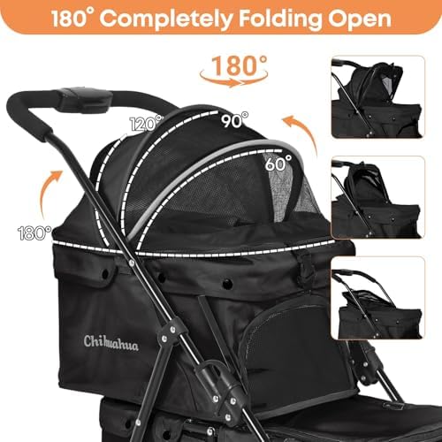 Double Pet Stroller for Dogs and Cats,Cat Strollers for 2 Cats,Black