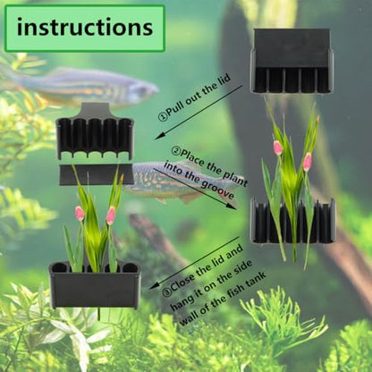 Aquarium Plant Holder,Fish Tank Plant Holder,Aquarium lid Clips,Aquarium Plant Pot,Hydroponic Fish Tank Planter, Aquatic Plant Cup for Aquascape Decorations (Transparent, 1PCS Rimless)