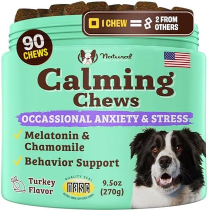 Natural Dog Company Calming Supplement for Dogs - 90 Soft Chews