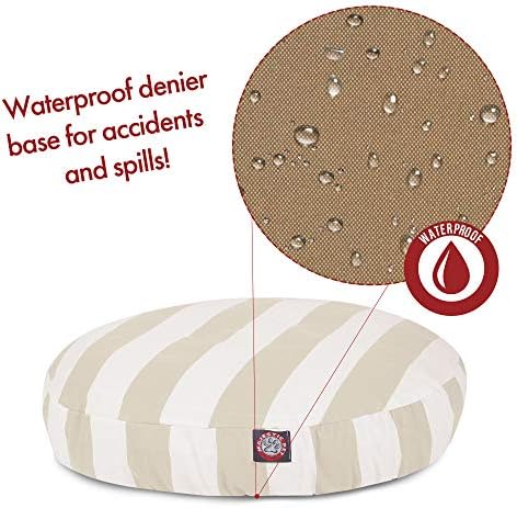 Majestic Pet Indoor Outdoor Vertical Stripe Round Pet Dog Bed with Removable Washable Cover, Sand, Medium
