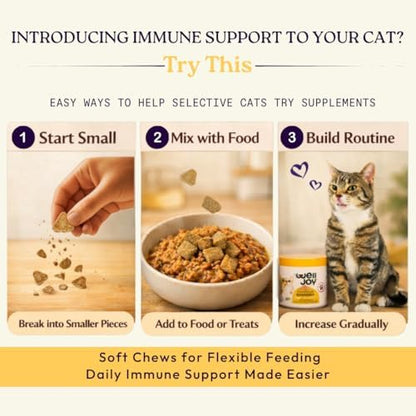 WellJoy Immune Cat Supplement + Lysine, Astaxanthin, GutBoost, 90ct