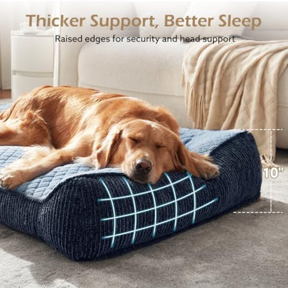 JOEJOY Extra Large Orthopedic Dog Beds Large Sized Dog, Extra Thick Supportive Big Dogs Bed with Sides and Waterproof Lining, Ultra Soft Pet Bed Sofa, Brown, 48''x35'