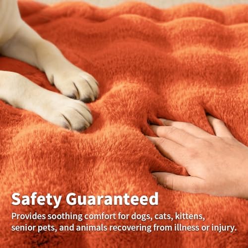 SOMAHE Plush Dog Bed Mat, Machine Washable, Large 35x27 Vibrant Orange