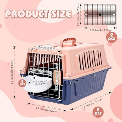 2 Set 18.9" Pet Carrier for Small Cats and Dogs, Hard Sided Plastic Cat Kennel for Pet with Front Door Security Lock Fully Breathable Travel Crate, up to 13 Lbs(Blue,18.9 x 12.6 x 11.8 Inch)